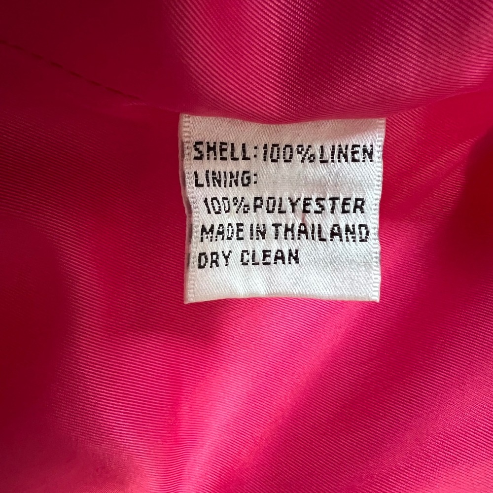 Talbots Blazer Womens 12 Fuschia Pink Irish Linen Colorful Jacket Wedding Summer - Picture 5 of 16